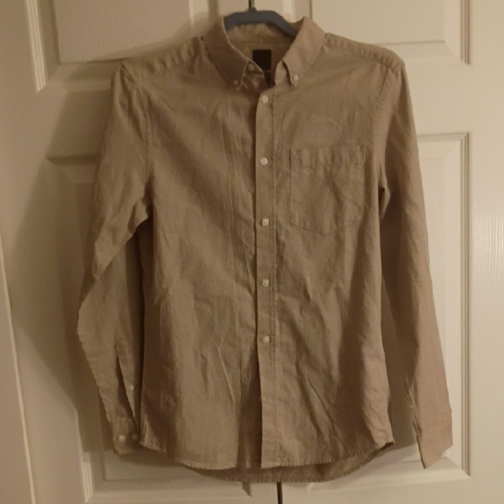 H&M Men's Beige Button-Down Shirt - Size XS/NWT